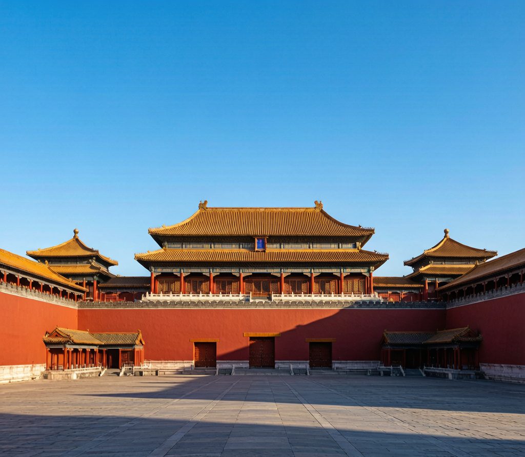 Golden roofs and red walls of the Forbidden City in Beijing